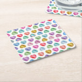 Diamond Hart Waterverf Patroon Schattige Pastel Gi Kartonnen Onderzetters (Schuin)