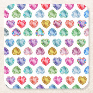 Diamond Hart Waterverf Patroon Schattige Pastel Gi Kartonnen Onderzetters