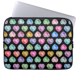Diamond Hart Waterverf Patroon Schattige Pastel Gi Laptop Sleeve