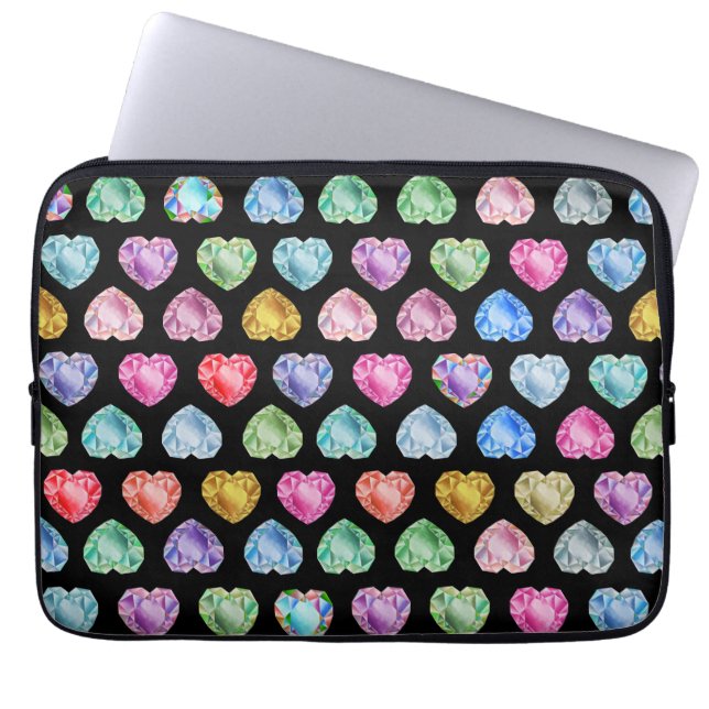 Diamond Hart Waterverf Patroon Schattige Pastel Gi Laptop Sleeve (Voorkant)