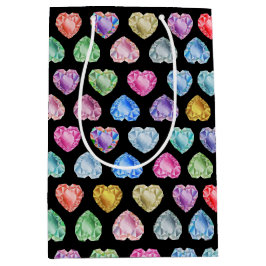 Diamond Hart Waterverf Patroon Schattige Pastel Gi Medium Cadeauzakje