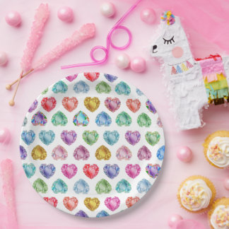 Diamond Hart Waterverf Patroon Schattige Pastel Gi Papieren Bordje