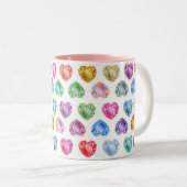 Diamond Hart Waterverf Patroon Schattige Pastel Gi Tweekleurige Koffiemok (Voorkant rechts)