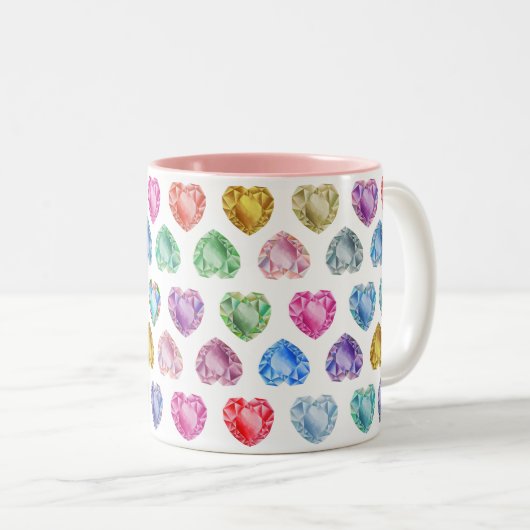 Diamond Hart Waterverf Patroon Schattige Pastel Gi Tweekleurige Koffiemok (Voorkant rechts)