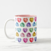 Diamond Hart Waterverf Patroon Schattige Pastel Gi Tweekleurige Koffiemok (Links)