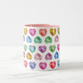 Diamond Hart Waterverf Patroon Schattige Pastel Gi Tweekleurige Koffiemok (Center)