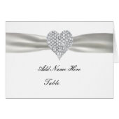 Diamond hart wit bruiloft tafel plaats kaart (Voorkant Horizontaal)