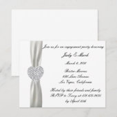 Diamond hart wit bruiloft verlovingsfeest uitnodig kaart (Voorkant / Achterkant)