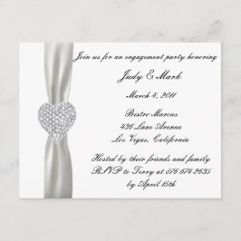 Diamond hart wit bruiloft verlovingsfeest uitnodig kaart