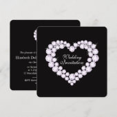 Diamond hart zwarte bruiloft uitnodiging (Voorkant / Achterkant)