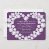 Diamond hartbruiloft foto 60 jaar feest nodigt uit kaart (Achterkant)