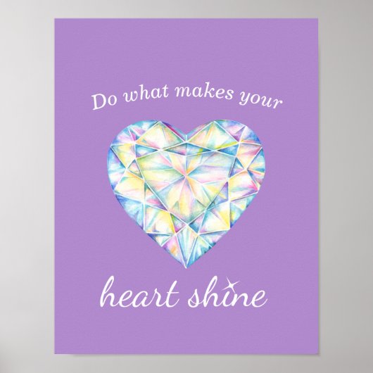 Diamond hartshine slogan paars art poster (Voorkant)