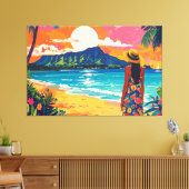 Diamond Head Hawaii tropical landscape Canvas Afdruk (Insitu (Woonkamer))