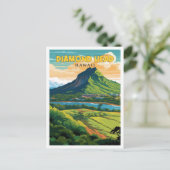 Diamond Head Hawaii vintage reisillustratie Briefkaart (Staand voorkant)