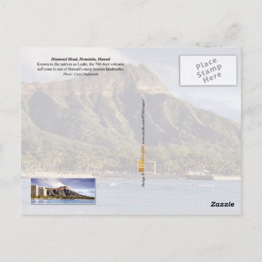 Diamond Head, Honolulu, Hawaii Briefkaart (Achterkant)