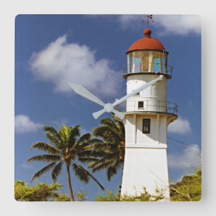 Diamond Head Lighthouse, O'ahu, Hawai'i Clock Vierkante Klok