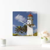 Diamond Head Lighthouse, O'ahu, Hawai'i Clock Vierkante Klok (Huis)