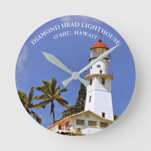 Diamond Head Lighthouse, Oahu, Hawai'i Wall Clock Ronde Klok