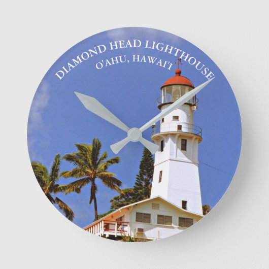 Diamond Head Lighthouse, Oahu, Hawai'i Wall Clock Ronde Klok (Voorkant)