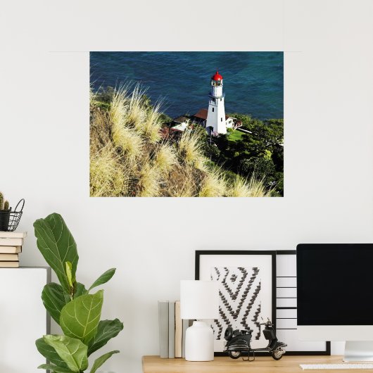 Diamond Head uitzicht Light House 3 Poster (Thuiskantoor)