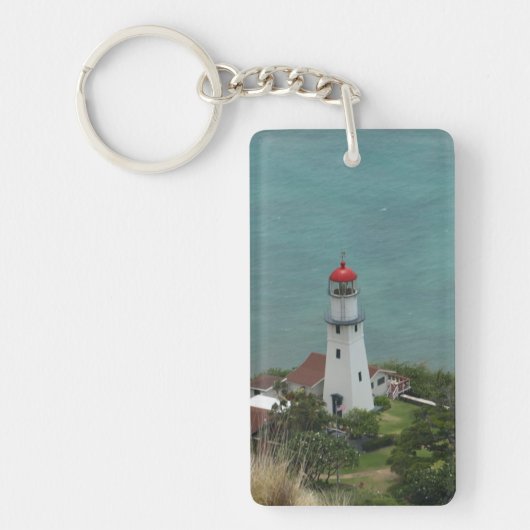 Diamond Head-vuurtoren op Hawaii Sleutelhanger (Voorkant)