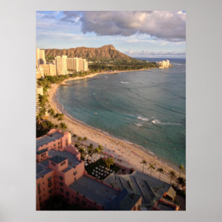 Diamond Head, Waikiki Beach, Hawaii Poster
