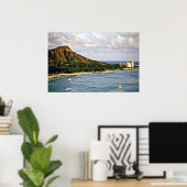 Diamond Head - Waikiki Beach, Oahu Poster (Thuiskantoor)