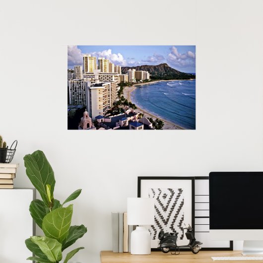 Diamond Head - Waikiki Beach, Oahu Poster (Thuiskantoor)