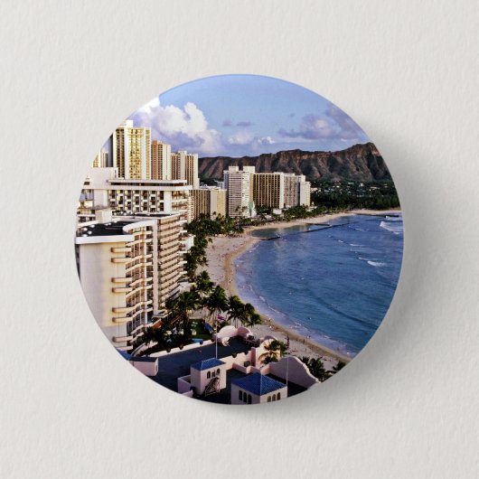 Diamond Head - Waikiki Beach, Oahu Ronde Button 5,7 Cm (Voorkant)