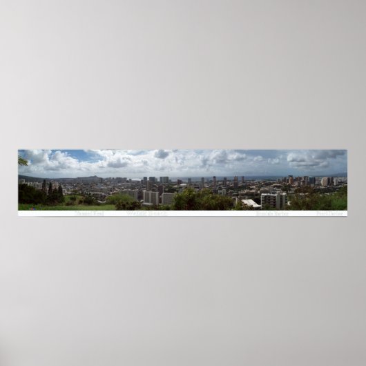Diamond Head - Waikiki - Honolulu 180° Panorama Poster (Voorkant)