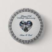 Diamond Heart 60th Wedding Jubileum Button (Voorkant)