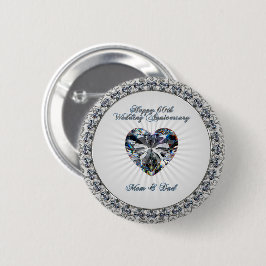 Diamond Heart 60th Wedding Jubileum Button