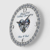 Diamond Heart 60th Wedding Jubileum Clock Grote Klok (Hoek)