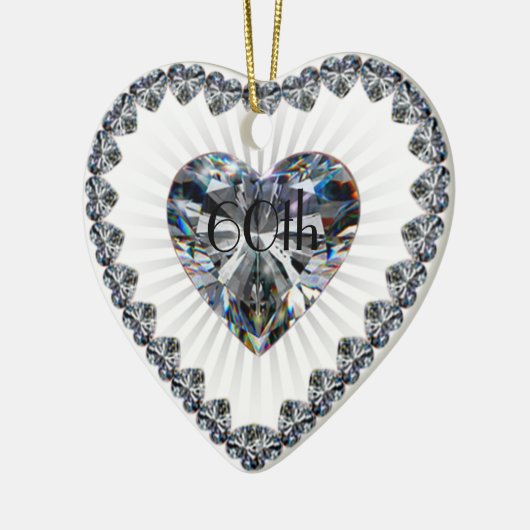 Diamond Heart 60th Wedding Jubileum Ornament (Links)