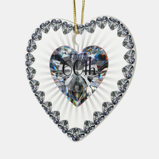 Diamond Heart 60th Wedding Jubileum Ornament (Links)