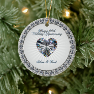 Diamond Heart 60th Wedding Jubileum Ornament