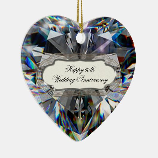 Diamond Heart 60th Wedding Jubileum Ornament (Rechts)