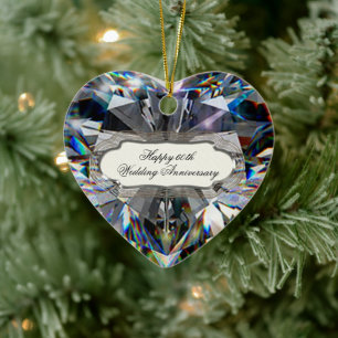Diamond Heart 60th Wedding Jubileum Ornament