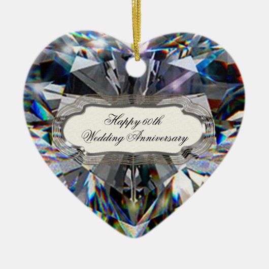 Diamond Heart 60th Wedding Jubileum Ornament (Voorkant)