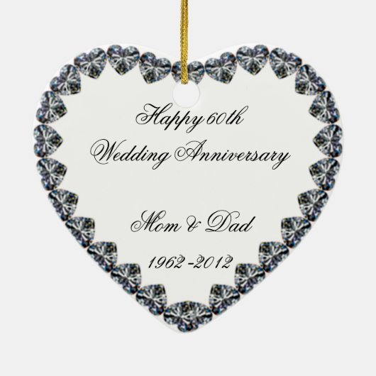 Diamond Heart 60th Wedding Jubileum Ornament (Achterkant)