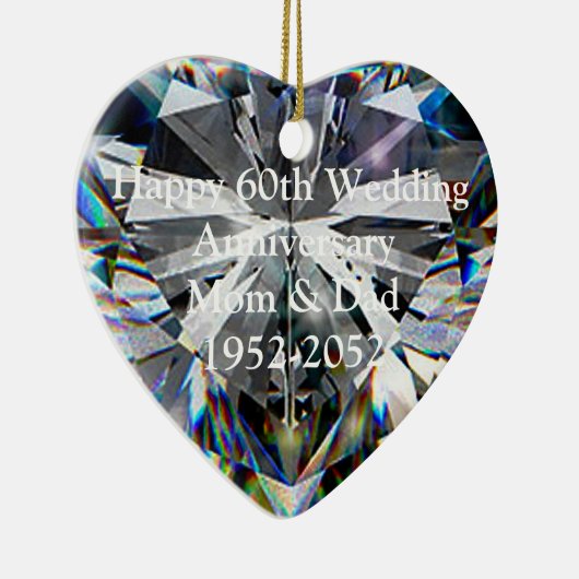 Diamond Heart 60th Wedding Jubileum Ornament (Rechts)