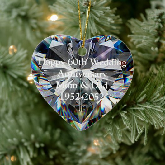 Diamond Heart 60th Wedding Jubileum Ornament (Boom)