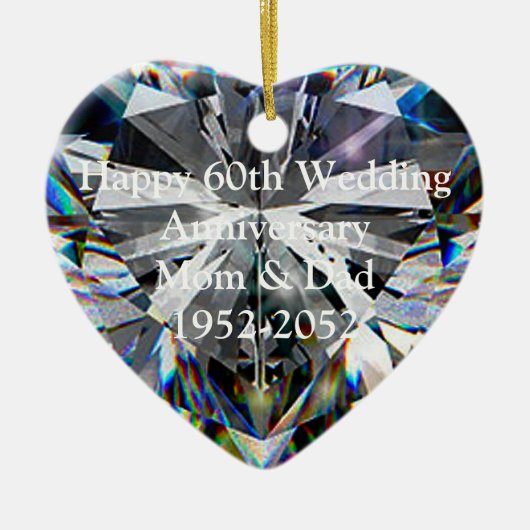Diamond Heart 60th Wedding Jubileum Ornament (Voorkant)