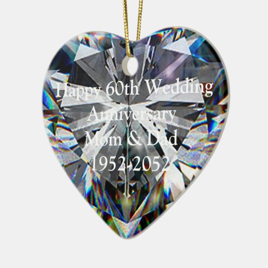 Diamond Heart 60th Wedding Jubileum Ornament (Links)