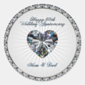 Diamond Heart 60th Wedding Jubileum Stickers (Voorkant)