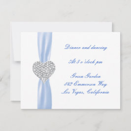Diamond Heart Blauwe Trouwreceptiekaart Kaart