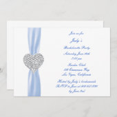 Diamond Heart Blue Bachelorette Party Invitation Kaart (Voorkant / Achterkant)