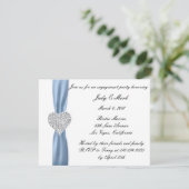 Diamond Heart Blue Engagement Party - Uitnodiging (Staand voorkant)