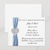 Diamond Heart Blue Engagement Party - Uitnodiging (Voorkant / Achterkant)