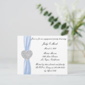 Diamond Heart Blue Engagement Party - Uitnodiging (Staand voorkant)
